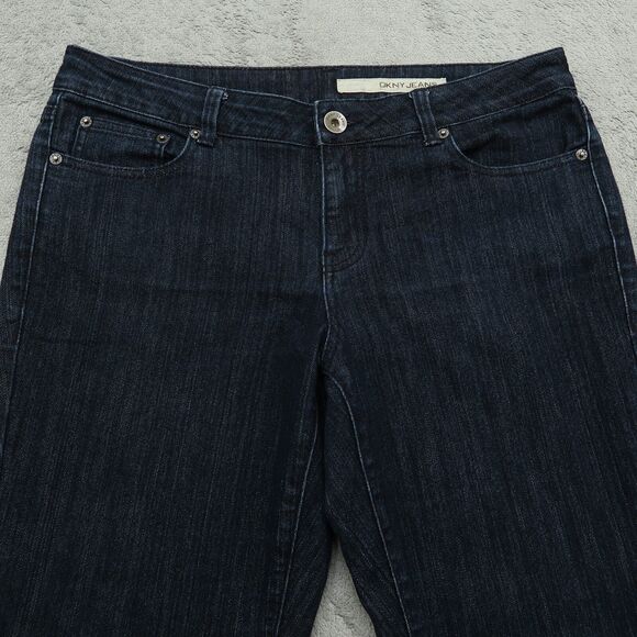 DKNY Jeans Women's Size 12 Blue Mid-Rise Straight Denim Dark Wash 26.5" Inseam - Picture 9 of 14